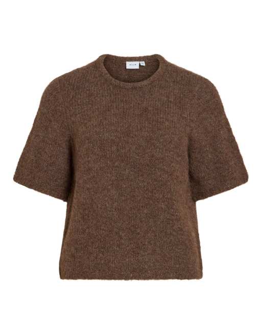 Vila top in maglia color cioccolato, 5 di 6