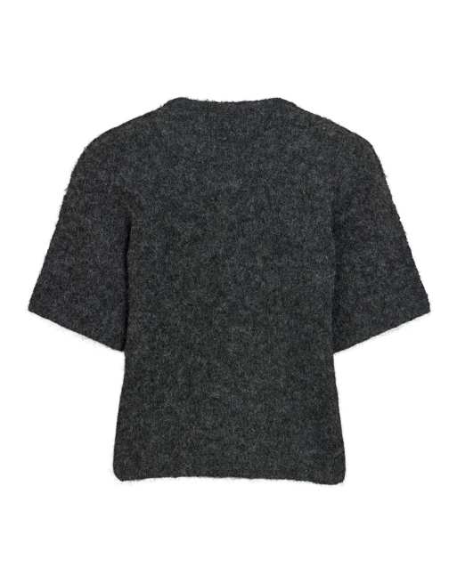 Vila top in maglia grigio scuro mélange, 6 di 6