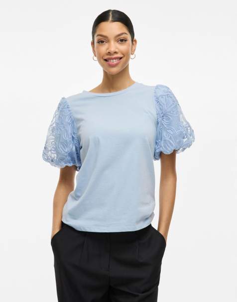 VILA - Top met korte mouwen in kentucky blauw - view 1