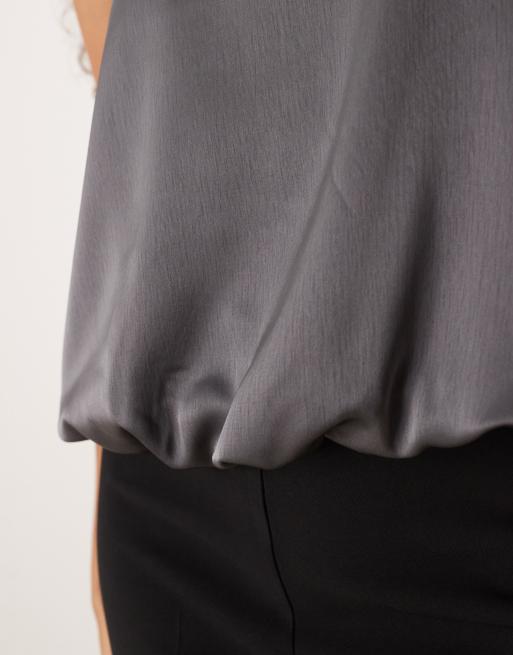 VILA - Top satiné à ourlet boule - Gris granit, 4 de 4