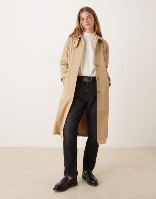 VILA - Trenchcoat in Beige mit Kragen-Detail-Grau