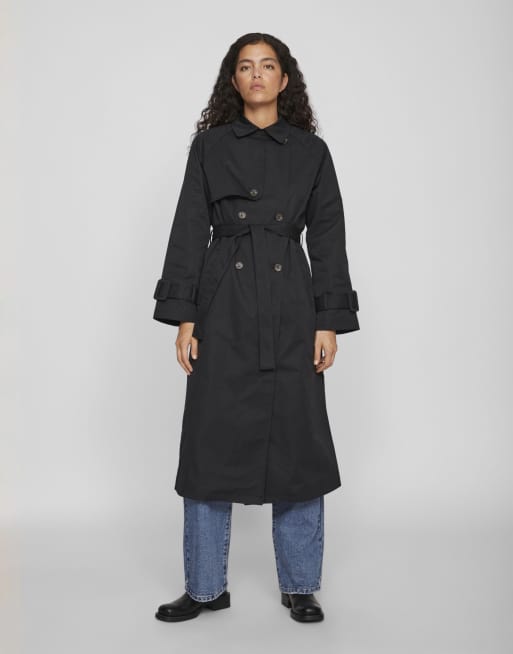 VILA - Trenchcoat in zwarte schoonheid