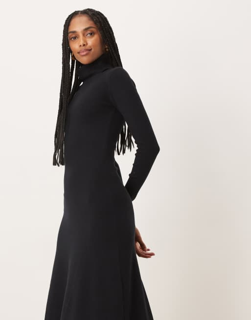 VILA turtleneck ribbed knit maxi dress in black | ASOS