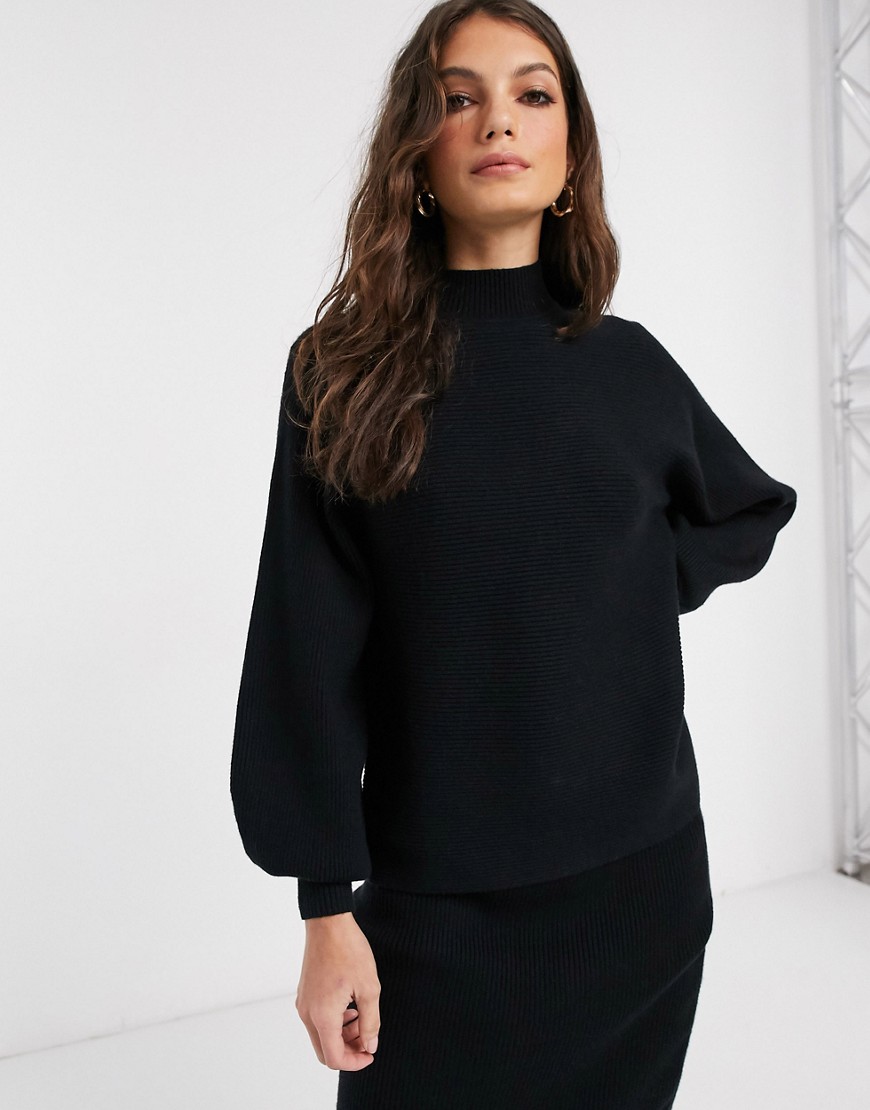 Vila two-piece sweater with high neck in black