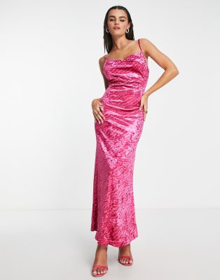 asos pink velvet dress