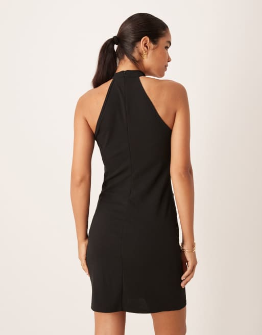 VILA – Verziertes Neckholder-Minikleid in Schwarz, 4 von 4