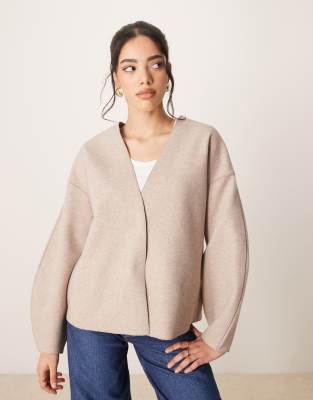 VILA - Veste légère coupe courte épurée - Naturel chiné-Neutre