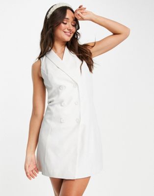 Vila Bridal tailored tux mini dress with button front in white - ASOS Price Checker