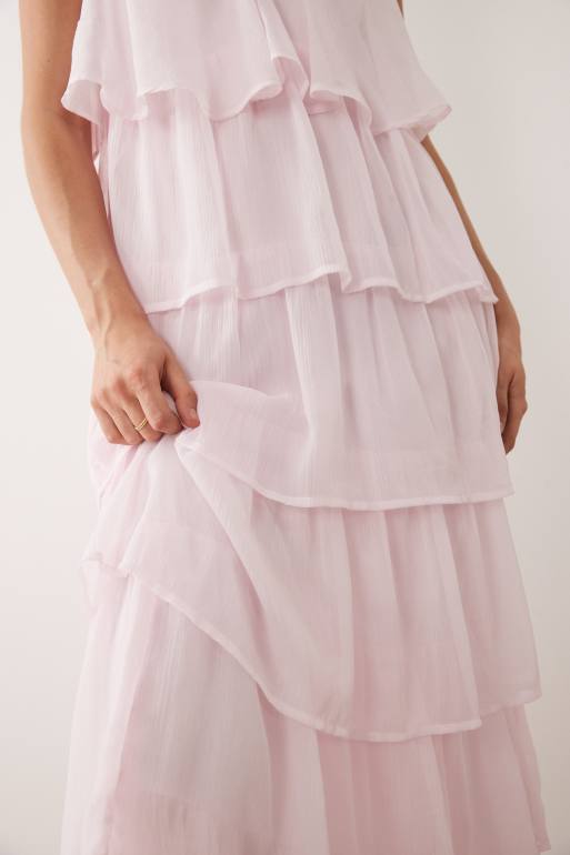 Abito Da Ballo Floreale Senza Spalline In Chiffon Con Spacco - Lungo E Morbido Per Matrimoni, Feste E Club