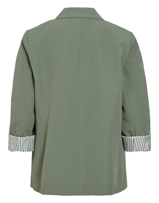 VILA - Vibonnie - Blazer monopetto ampio imbottito verde con colletto ampio, 6 di 6