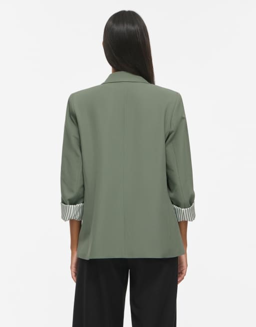 Vila – Vibonnie – Einreihiger, wattierter Loose-Fit-Blazer in Grün mit gespreiztem Kragen, 2 von 6