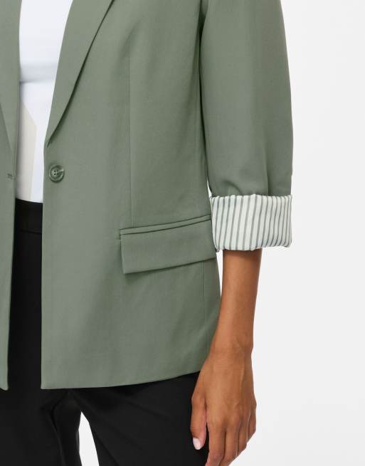 Vila – Vibonnie – Einreihiger, wattierter Loose-Fit-Blazer in Grün mit gespreiztem Kragen, 4 von 6