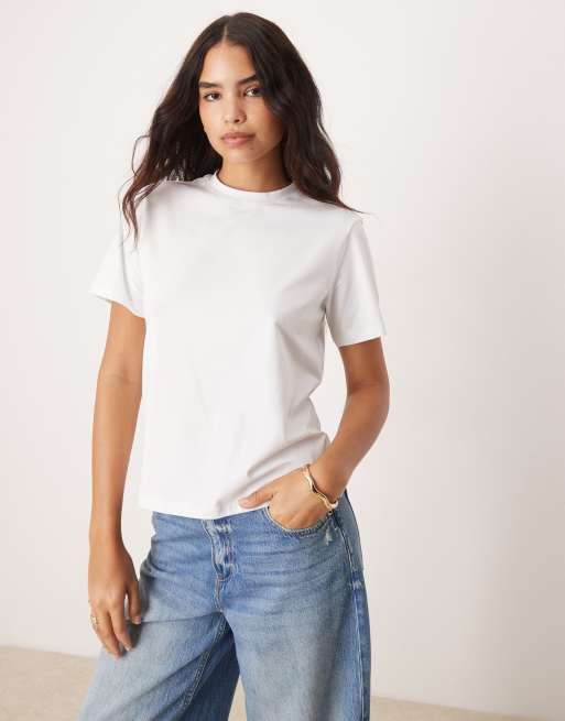 Vila – Vit oversize t-shirt i boyfriend-modell