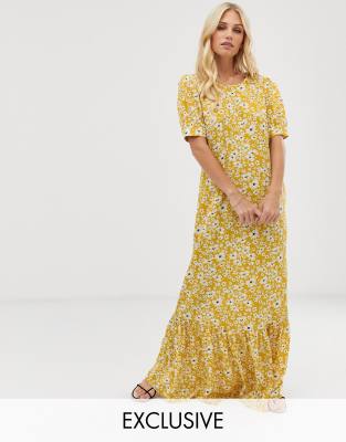 vila asos maxi volume sleeve floral dress