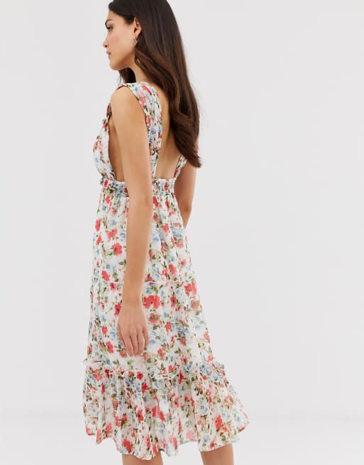 Vila Watercolor Floral Midi Dress Asos 
