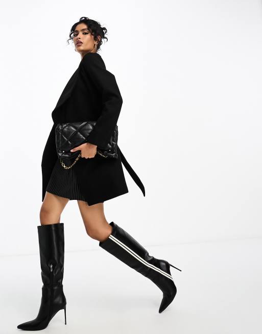 Vila waterfall belted coat in black , 2 of 4