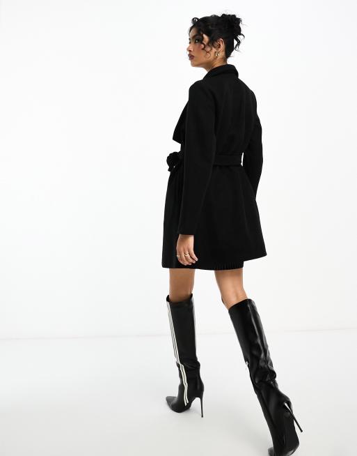 Black belted 2024 waterfall coat