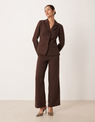 VILA - Weit geschnittene, elegante Hose in Kaffeebraun, Kombiteil-Brown