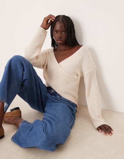 VILA – Wendbarer Strickpullover in Birken-Cremeweiß mit überkreuztem Detail - view 1