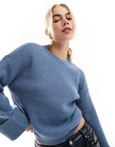 ASOS DESIGN Curve knitted top with scoop neck with rib bust detail