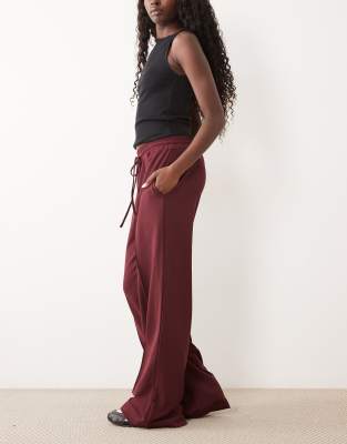 Vila Wide Leg Drawstring Pants In Red
