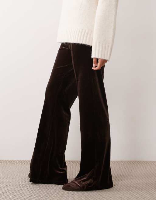 Vila Wide-Leg-Hose aus Samt als Kombiteil in Braun, 2 von 5