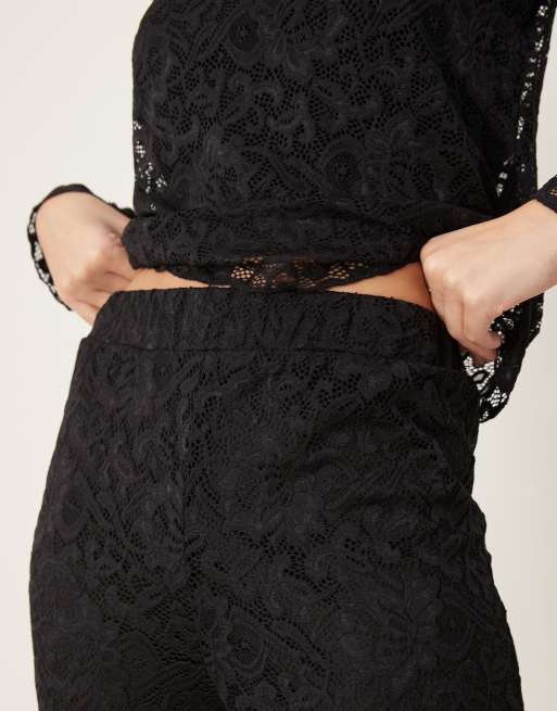 Vila wide leg lace pants in black - part of a set | ASOS