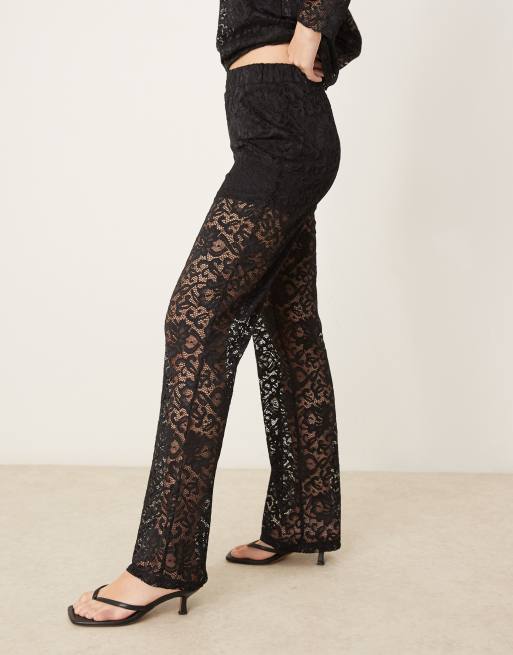 Vila wide leg lace pants in black part of a set