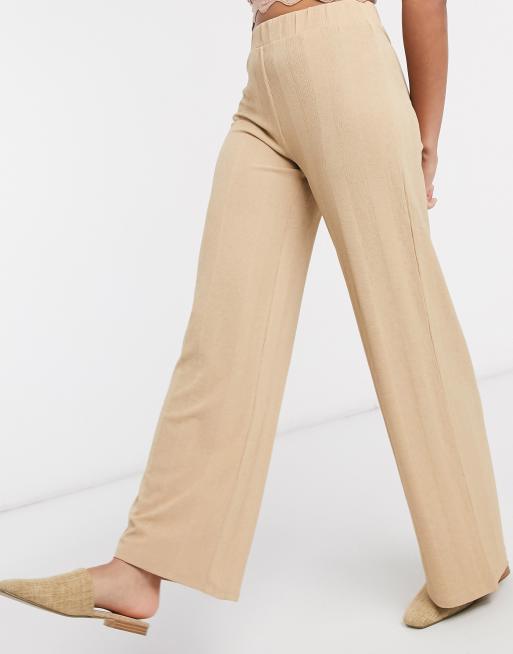 Vila wide leg lounge pants in camel