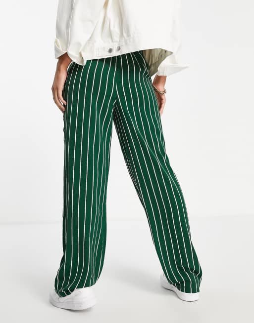 H&m green striped on sale trousers