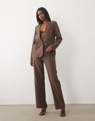 Vila Wide Leg Tailored Pants In Brown