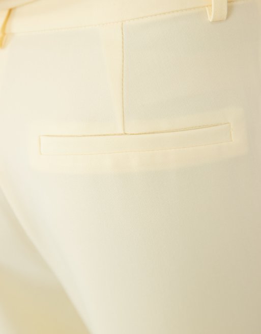 VILA wide leg tailored pants in pastel yellow (part of a set), 4 of 5