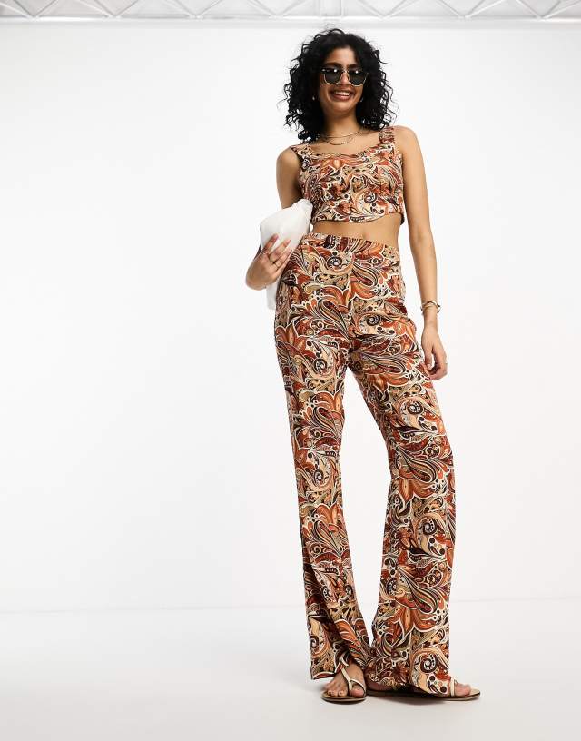 Vila - wide leg trouser co-ord in paisley print