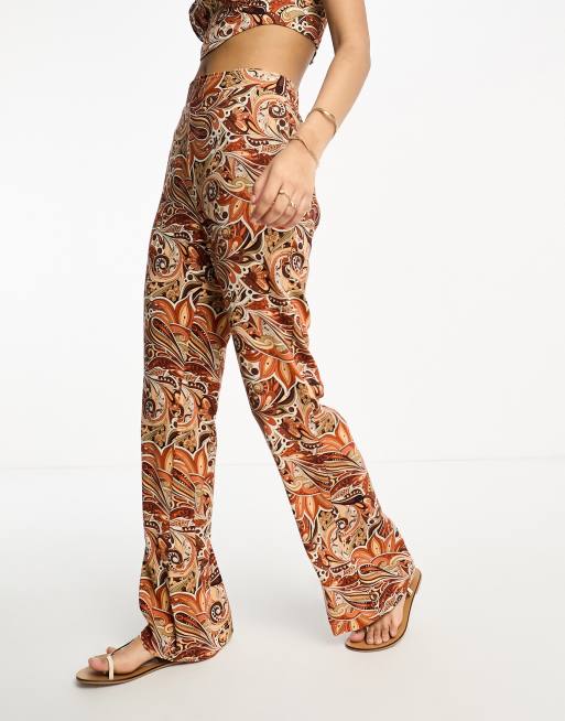 Multicoloured Paisley Print Wide Leg Trousers