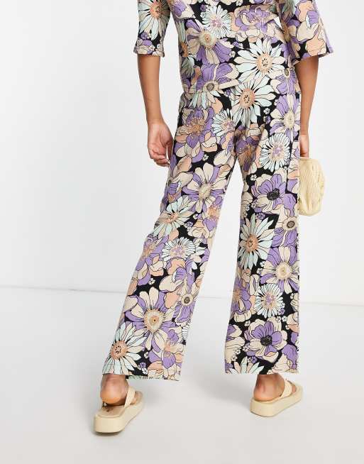 Zara floral best sale wide leg pants