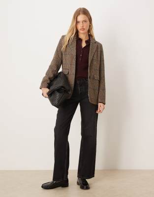 Vila Wool-texture Oversized Blazer In Brown
