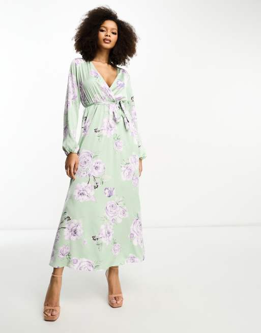 Green on sale floral maxi