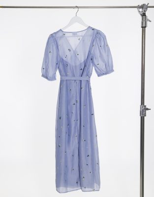 Vila wrap midi dress in floral | ASOS