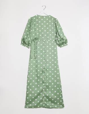 green dress with polka dots