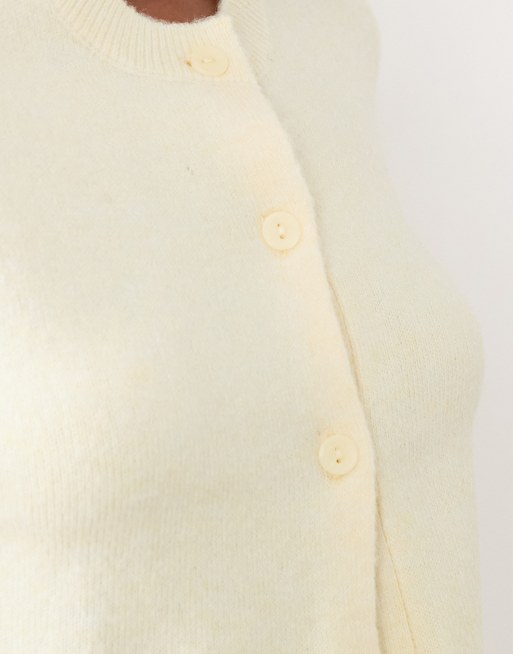VILA - Zacht gebreid vest met korte mouwen in gemêleerd pastelgeel, 4 van 4