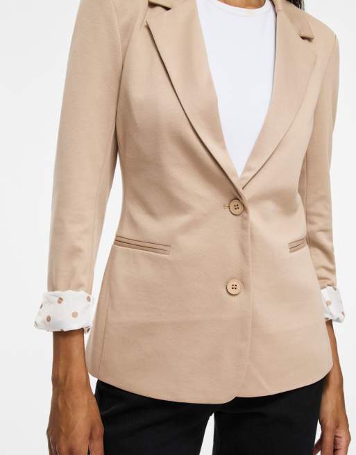 Vila żakiet slim fit z dżerseju w brązowym kolorze, 5 z 7