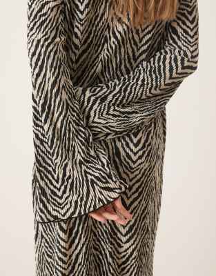 Vila Zebra Print Long Sleeve Maxi Dress In Black