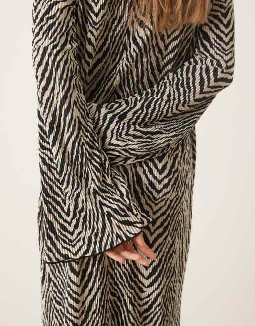 Vila zebra print long sleeve maxi dress in black and white | ASOS