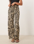 [Vila] VILA zebra print wide leg pants in off white 40 BIRCH-AOP:BLACK
