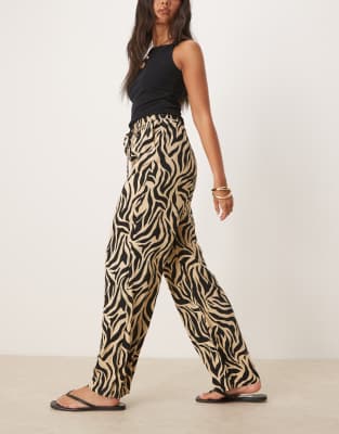 Vila Zebra Print Wide Leg Pants