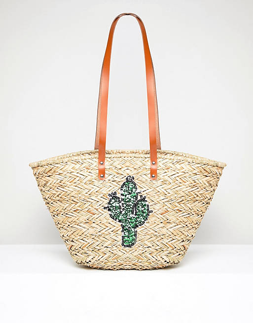 Vincent Pradier Cactus Structured Straw Beach Bag