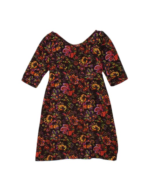 Vintage 1/2 Sleeve A-line Dress UK 12 Medium In Multicoloured Floral