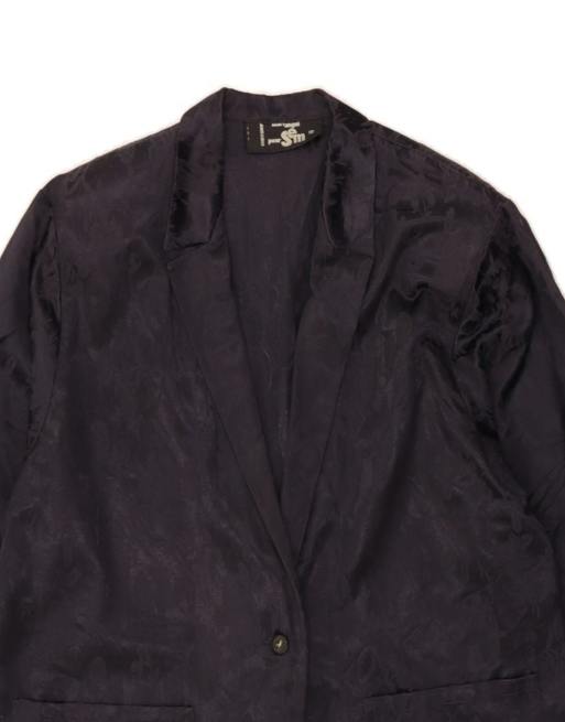 Vintage 1 Button 3/4 Sleeve Blazer Jacket UK 16 Large In Black Floral, 3 of 4