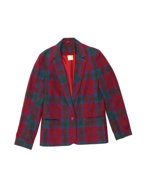 Vintage 1 Button Blazer Jacket EU 36 Small In Red Check