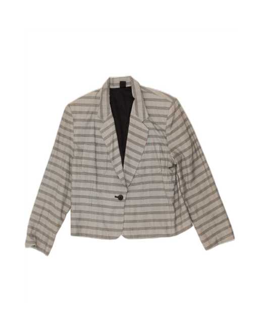 Vintage 1 Button Blazer Jacket EU 40 Medium In Grey Striped